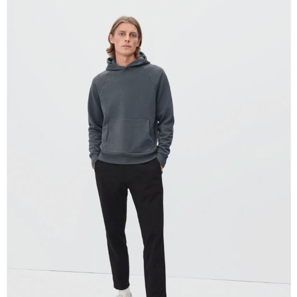 Everlane The Track Hoodie Men's Slate Grey 100% Cotton Small Pullover Hooded